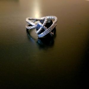 David Yurman cable wrap ring with onyx & diamonds size 6